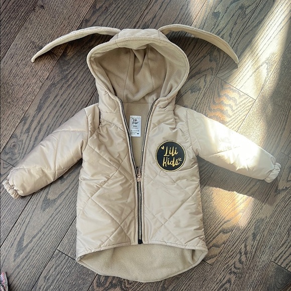 Other - Tan Quilted Hooded Jacket with Ears 12-18 months baby ! European EUC